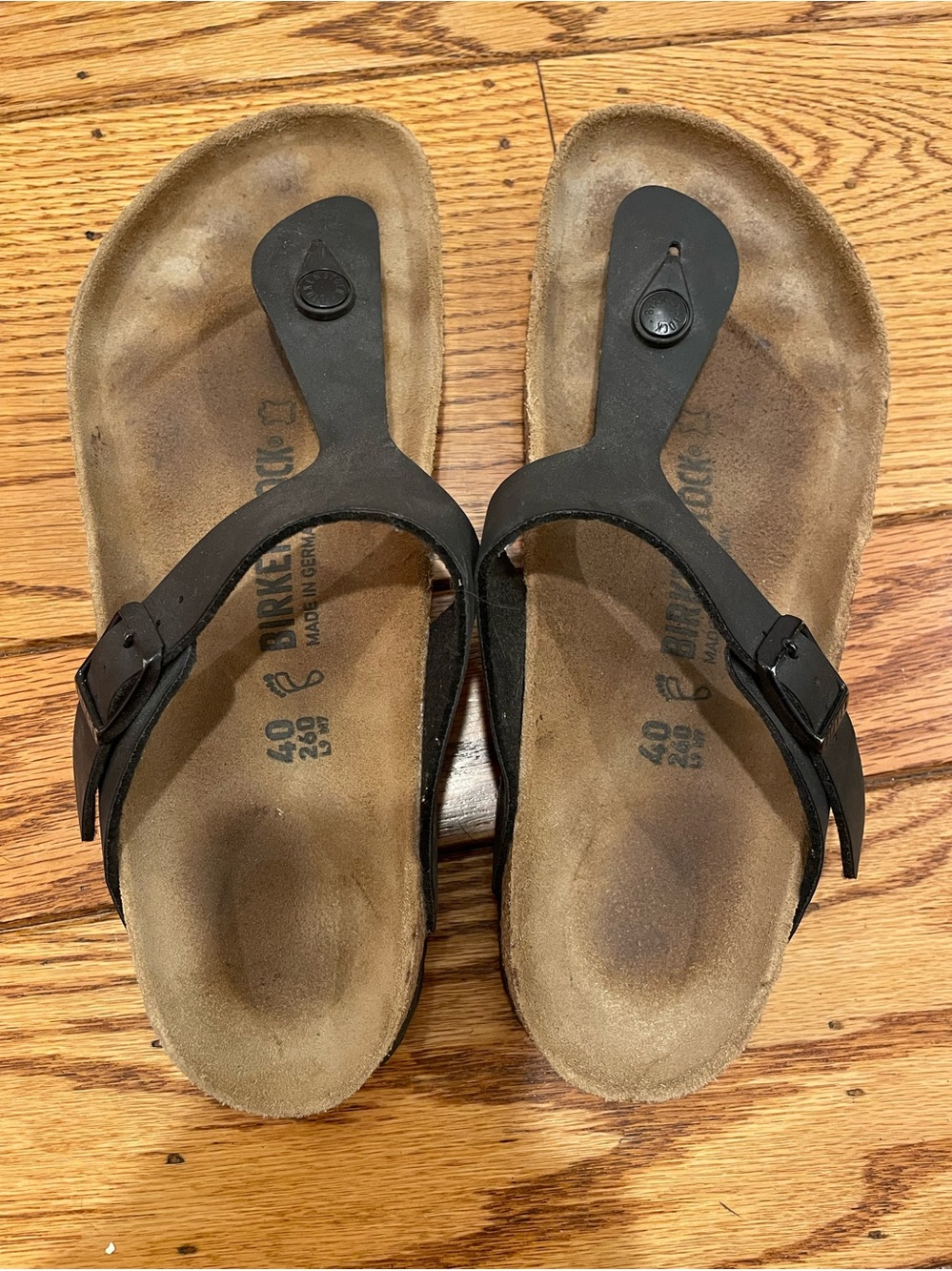 Birkenstock Kids Black Thong Sandals with Buckle